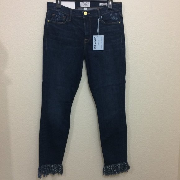 Frame Denim Mid-rise Skinny Jeans Frayed Hem - Picture 3 of 11